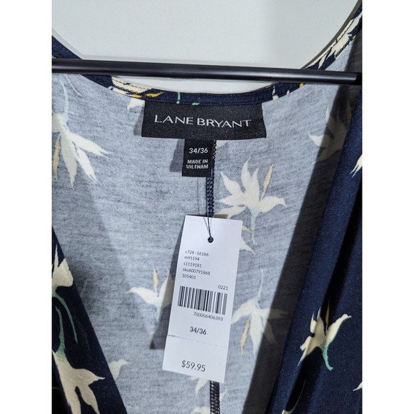 New Lane Bryant Navy Floral Faux Wrap Romper Plus Size Woman 34/36 - Picture 4 of 8